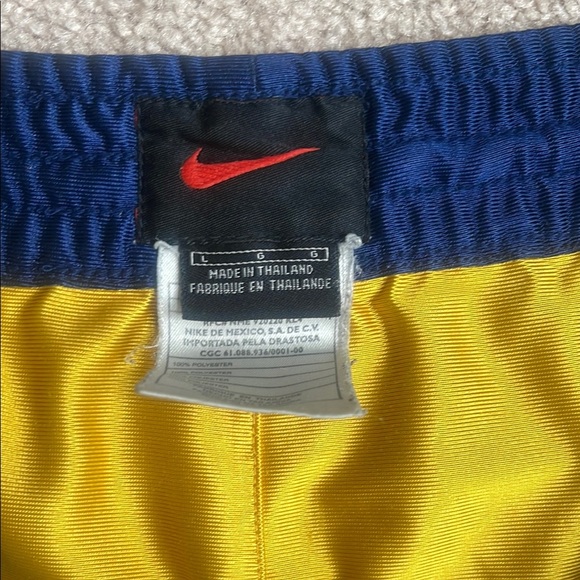 Nike Blue and Yellow Athletic Shorts with Elastic Waistband - Picture 2 of 4